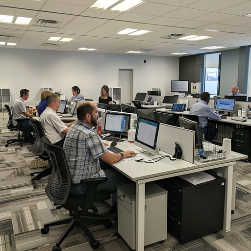 Tecnico informatico che assiste un utente alla postazione di lavoro